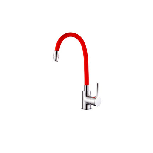 Miscelatore cucina in ottone cromato con canna snodata rossa Keller taps by CeramicStore | Lo specialista del tuo bagno