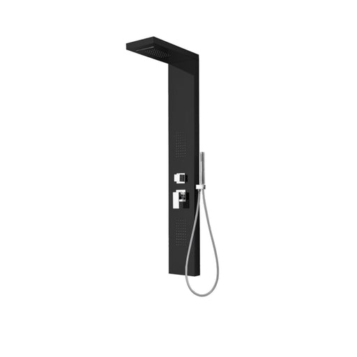 Colonna doccia in acciaio nero opaco con soffione a pioggia, soffioni laterali e cascata Keller Taps by CeramicStore | Lo specialista del tuo bagno