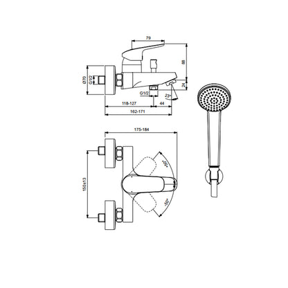 Miscelatore esterno per doccia o vasca di marca Ideal Standard Ceraflex con doccetta by CeramicStore | Lo specialista del tuo bagno