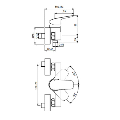 Miscelatore esterno per doccia o vasca di marca Ideal Standard Ceraflex by CeramicStore | Lo specialista del tuo bagno