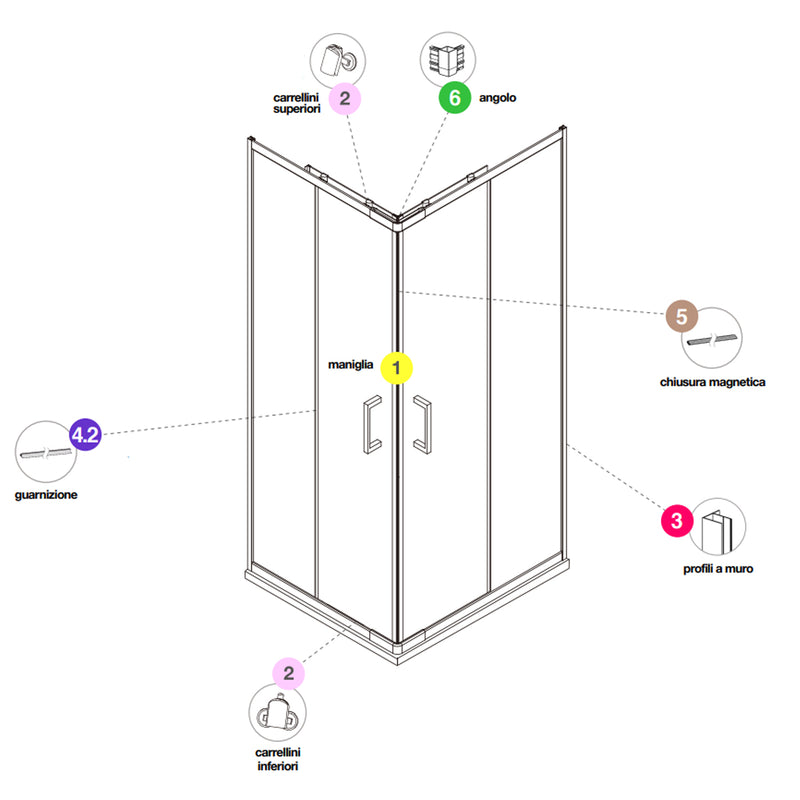Angolo per box doccia DocciaGo Space - Nero Opaco by CeramicStore | Lo specialista del tuo bagno