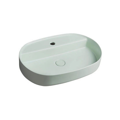 Lavabo d'appoggio ovale con foro BathCore serie Infinity 60x40 color Menta Opaco