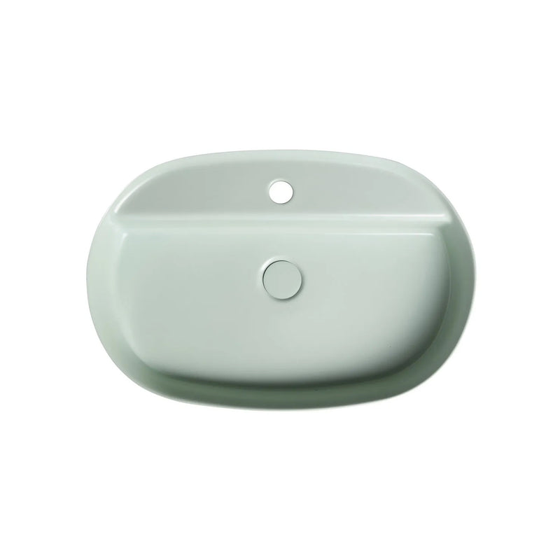 Lavabo d'appoggio ovale con foro BathCore serie Infinity 60x40 color Menta Opaco