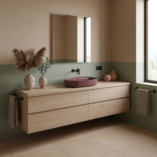 Lavabo d'appoggio ovale con foro BathCore serie Infinity 60x40 color Bordeaux