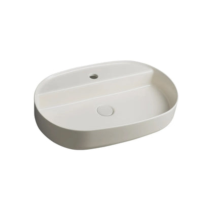 Lavabo d'appoggio ovale con foro BathCore serie Infinity 60x40 color Avorio Opaco