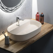 Lavabo d'appoggio ovale con foro BathCore serie Infinity 60x40 color Avorio Opaco