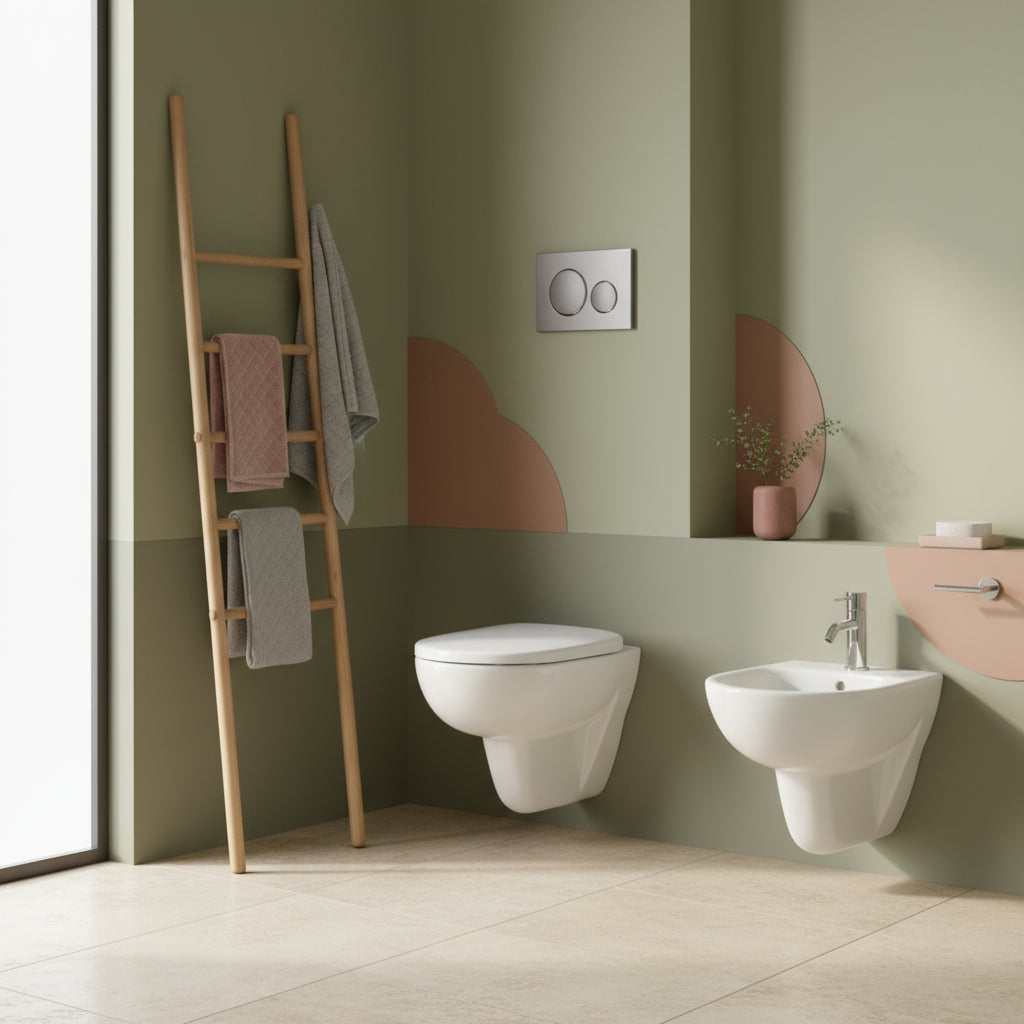 Sanitari sospesi wc+bidet +sedile normal close Geberit 'Selnova Pro' cm 53