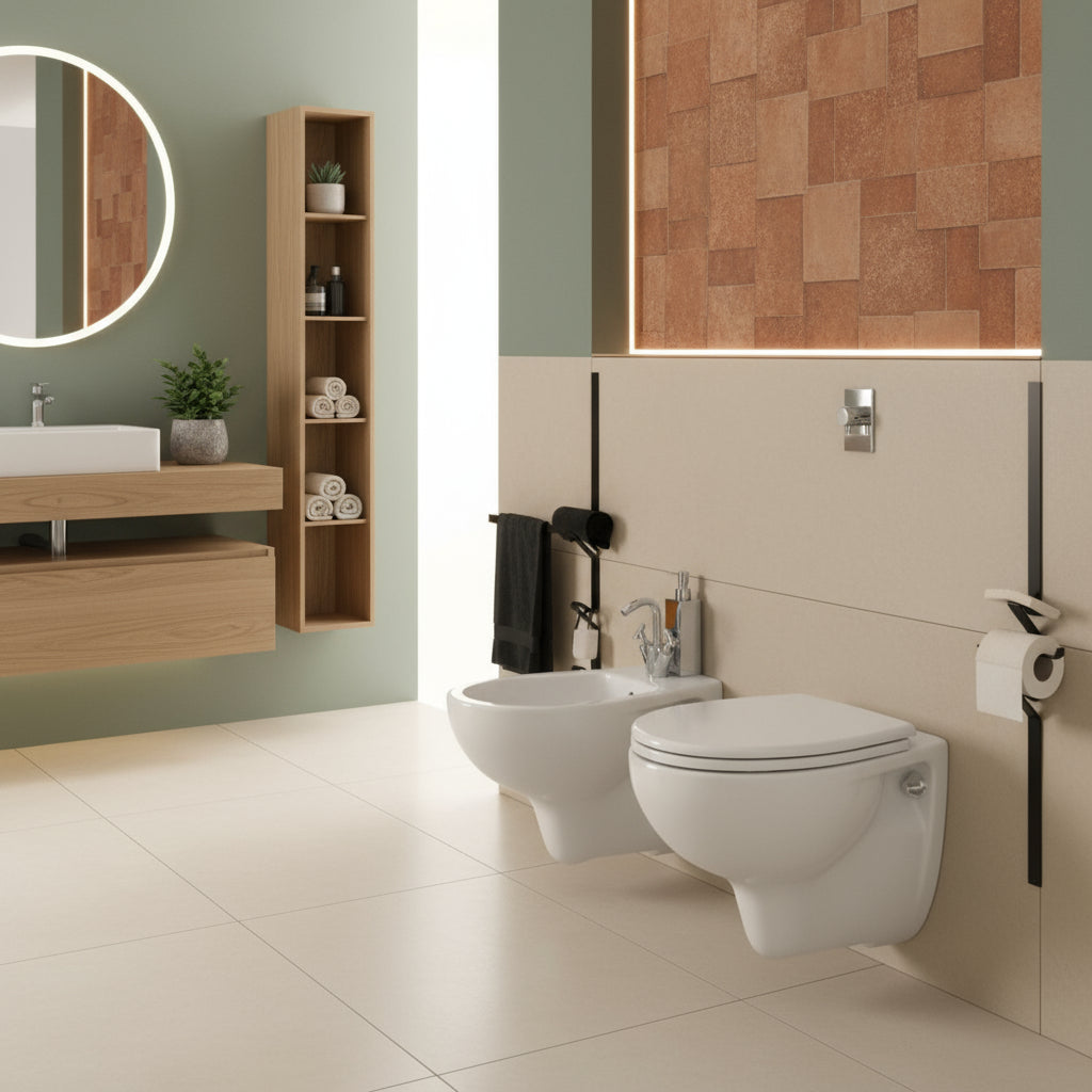 Sanitari sospesi wc+bidet +sedile softclose Geberit 'ColibrÃ¬ 2' cm 53