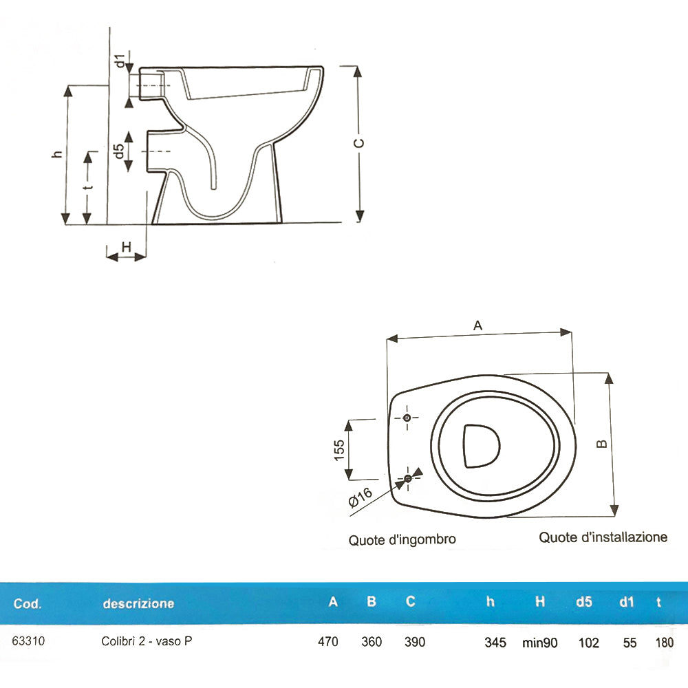 Sanitari distanziati da parete con scarico a parete wc+bidet +sedile softclose Geberit 'ColibrÃ¬ 2' cm 53