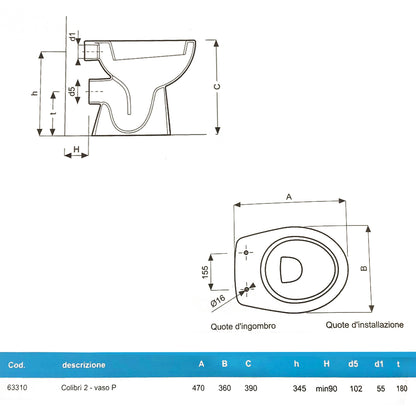 Sanitari distanziati da parete con scarico a parete wc+bidet +sedile softclose Geberit 'ColibrÃ¬ 2' cm 53