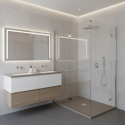 Duschwanne aus Mineralmarmor Modell Estasi 90x90 cm Taubengrau