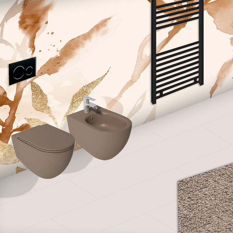 Sanitari sospesi Rimless con copriwater Soft Close BathCore serie Infinity 53x36