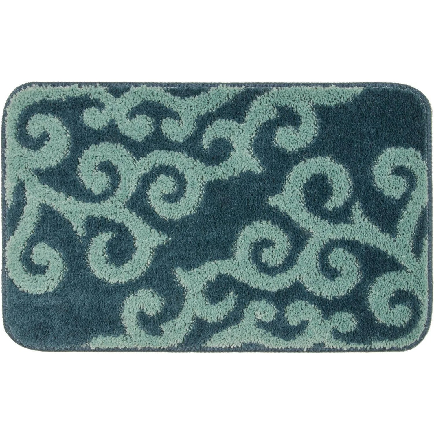 Tappeto bagno con fantasia arabesca e retro antiscivolo cm 50x80 Blu/Verde by CeramicStore | Lo specialista del tuo bagno
