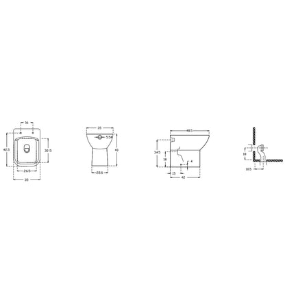 Coppia sanitari filomuro BathCore collezione Jasmine 48