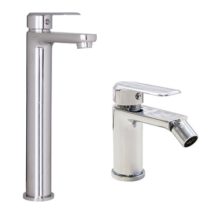 Coppia di miscelatori per lavabo alto e bidet serie Hopper in ottone cromato by CeramicStore | Lo specialista del tuo bagno