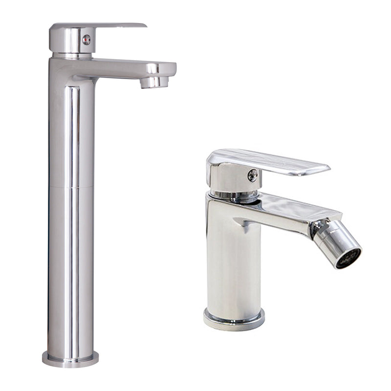 Coppia di miscelatori per lavabo alto e bidet serie Hopper in ottone cromato by CeramicStore | Lo specialista del tuo bagno