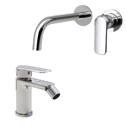 Coppia di miscelatori per lavabo incasso e bidet serie Hopper in ottone cromato by CeramicStore | Lo specialista del tuo bagno