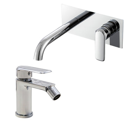 Coppia di miscelatori per lavabo incasso con easy box e bidet serie Hopper in ottone cromato by CeramicStore | Lo specialista del tuo bagno