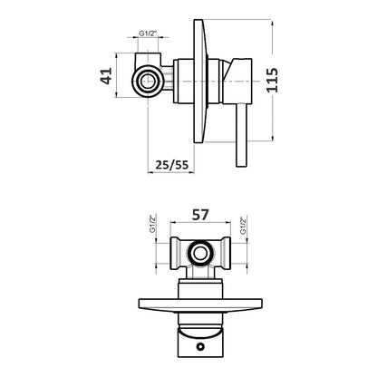 Composizione di miscelatori per lavabo, bidet e doccia una via Hopper in ottone cromato by CeramicStore | Lo specialista del tuo bagno