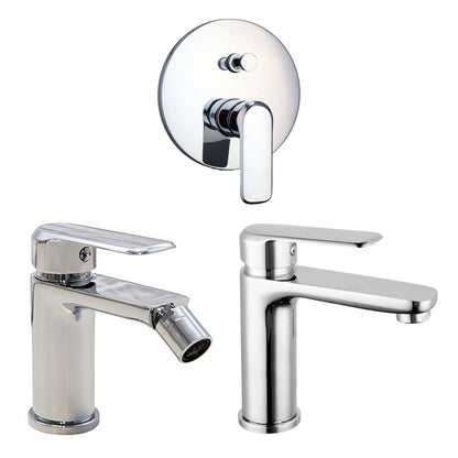 Composizione di miscelatori per lavabo, bidet e doccia 2 vie Hopper in ottone cromato by CeramicStore | Lo specialista del tuo bagno