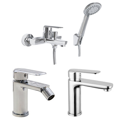 Composizione di miscelatori per lavabo, bidet e vasca Hopper in ottone cromato by CeramicStore | Lo specialista del tuo bagno
