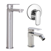 Composizione di miscelatori per lavabo alto, bidet e doccia una via Hopper in ottone cromato by CeramicStore | Lo specialista del tuo bagno