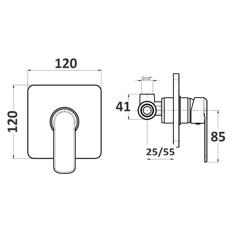 Composizione di miscelatori per lavabo alto, bidet e doccia una via quadro Hopper in ottone cromato by CeramicStore | Lo specialista del tuo bagno