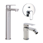 Composizione di miscelatori per lavabo alto, bidet e doccia 2 vie Hopper in ottone cromato by CeramicStore | Lo specialista del tuo bagno
