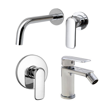 Composizione di miscelatori per lavabo incasso, bidet e doccia una via Hopper in ottone cromato by CeramicStore | Lo specialista del tuo bagno