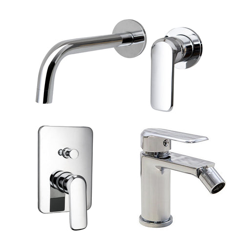 Composizione di miscelatori per lavabo incasso, bidet e doccia 2 vie quadro Hopper in ottone cromato by CeramicStore | Lo specialista del tuo bagno