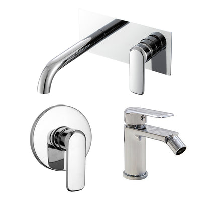 Composizione di miscelatori per lavabo incasso easy box , bidet e doccia una via Hopper in ottone cromato by CeramicStore | Lo specialista del tuo bagno