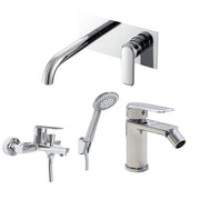 Composizione di miscelatori per lavabo incasso easy box, bidet e vasca Hopper in ottone cromato by CeramicStore | Lo specialista del tuo bagno