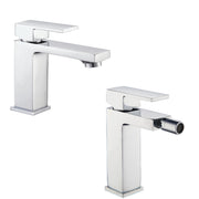 Set di miscelatori lavabo e bidet modello Eco 2.0 in ottone cromato con scarico automatico 11/4'' by CeramicStore | Lo specialista del tuo bagno