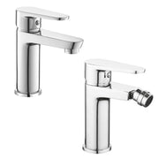 Set di miscelatori lavabo e bidet modello Rose 2.0 in ottone cromato con scarico automatico 11/4'' by CeramicStore | Lo specialista del tuo bagno