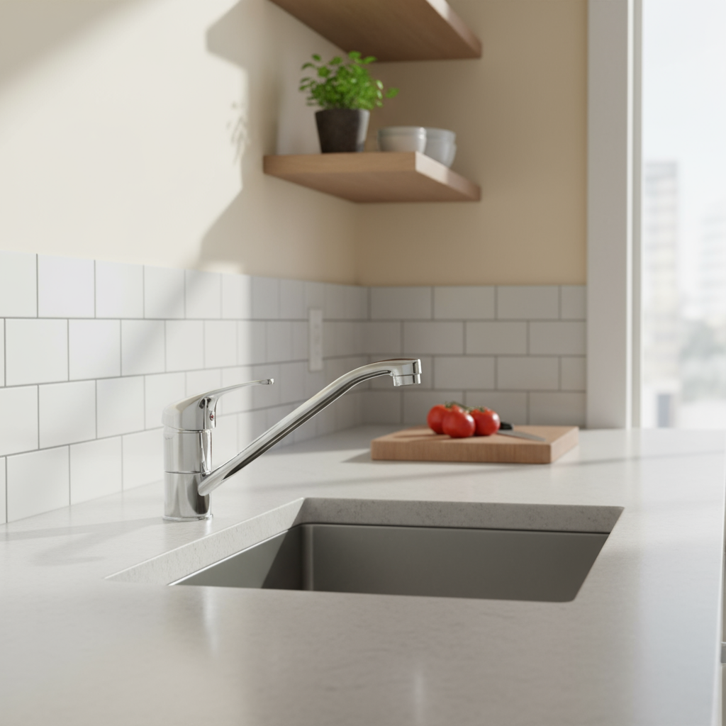 Einhand-Spültischarmatur mit niedrigem Auslauf Modell Cesio 2.0 aus verchromtem Messing