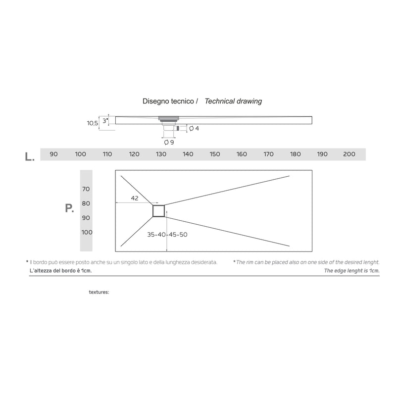 Piatto doccia effetto ardesia 90x90 in mineral Marmo Rocky Special con piletta in tinta - Bianco by CeramicStore | Lo specialista del tuo bagno