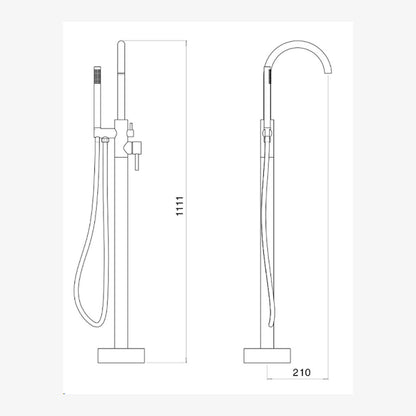 Colonna vasca a pavimento nero con miscelatore doccia STAR by CeramicStore | Lo specialista del tuo bagno