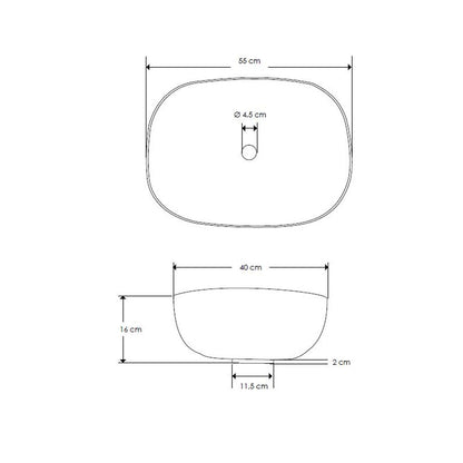 Lavandino da appoggio 'Snob2.0 Basin' in resina cm 55x40x16h by Cipi - Bianco opalino