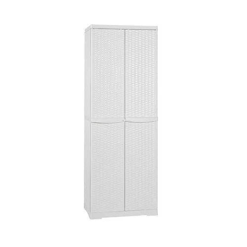 Mobiletto in polipropilene portascope rattan h.178 l cm. 65 x p cm. 45 bianco