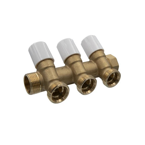 Collettore di distribuzione con vitoni di chiusura 3/4 eurocono 1 x 3/4 5 vie