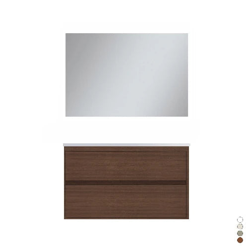 Mobile bagno sospeso completo elegance l. 90 cm larice bianco
