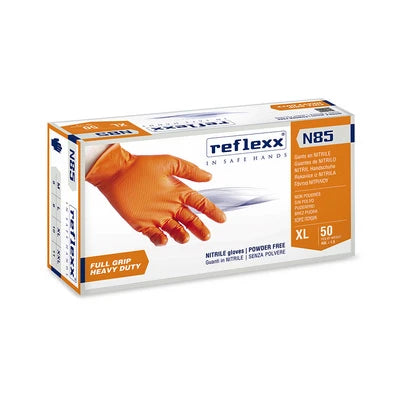 50 pz guanti in nitrile full grip n85 taglia l arancio
