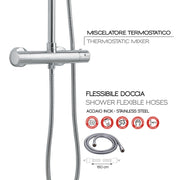 Colonna doccia tonda regolabile modello Easy Mix 02 di Gedy da 102cm - Cromo by CeramicStore | Lo specialista del tuo bagno