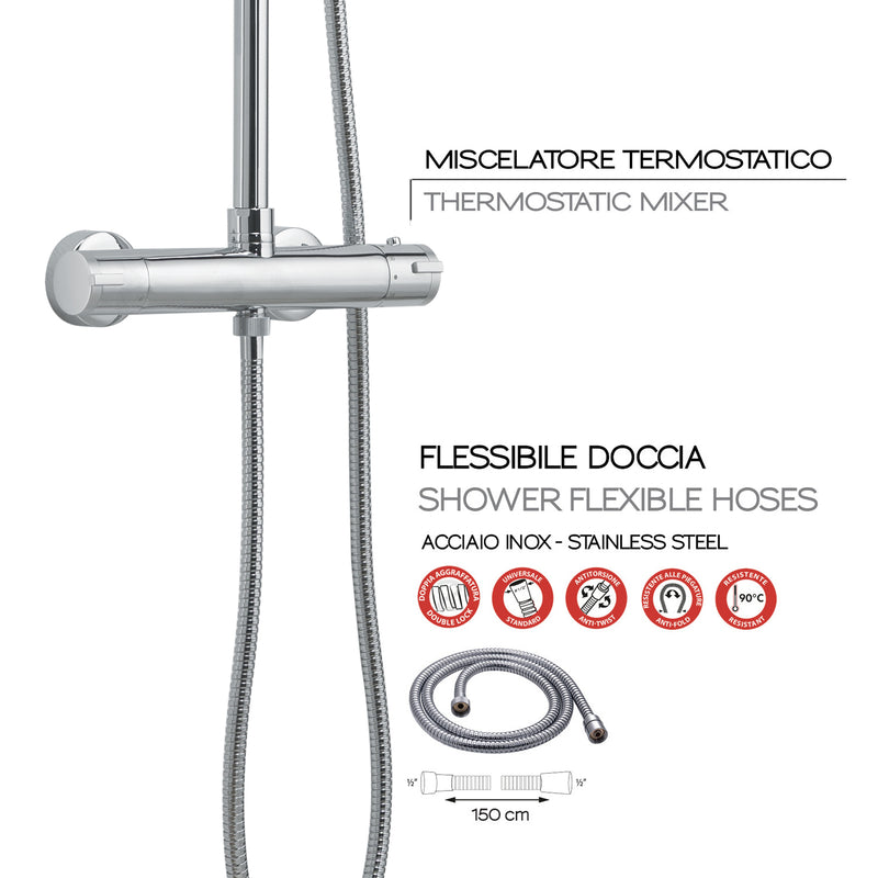 Colonna doccia tonda regolabile modello Easy Mix 02 di Gedy da 102cm - Cromo by CeramicStore | Lo specialista del tuo bagno