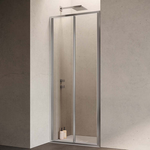 Porta doccia a soffietto cristallo 6 mm hexa cm 77-81 p.cromo vetro trasparentearente
