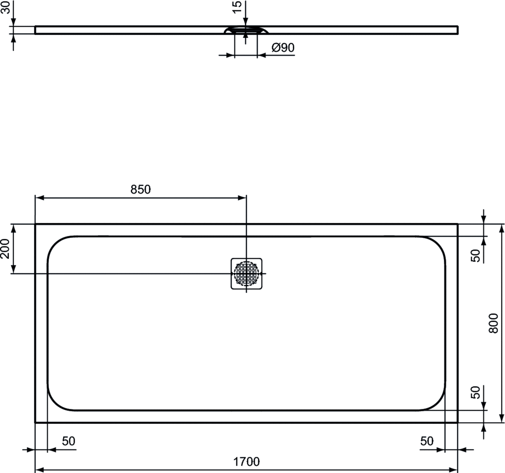 Piatto doccia rettangolare Effetto Pietra 80x170 Ideal Standard Ultra Flat S- Piletta NON inclusa by CeramicStore | Lo specialista del tuo bagno