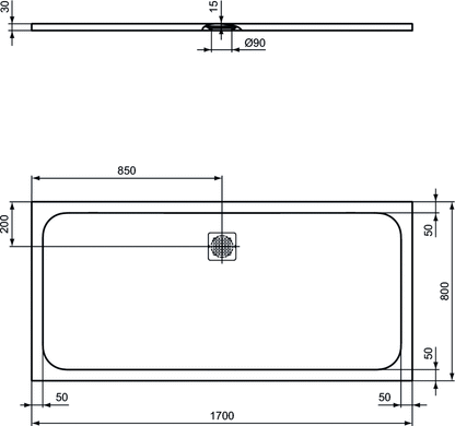 Piatto doccia rettangolare Effetto Pietra 80x170 Ideal Standard Ultra Flat S- Piletta NON inclusa by CeramicStore | Lo specialista del tuo bagno