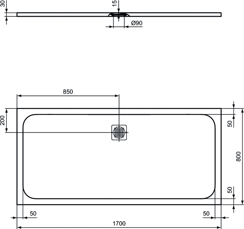 Piatto doccia rettangolare Effetto Pietra 80x170 Ideal Standard Ultra Flat S- Piletta NON inclusa by CeramicStore | Lo specialista del tuo bagno