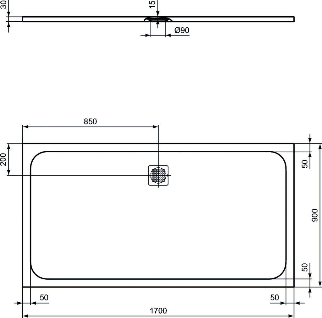 Piatto doccia rettangolare Effetto Pietra 90x170 Ideal Standard Ultra Flat S- Piletta NON inclusa by CeramicStore | Lo specialista del tuo bagno
