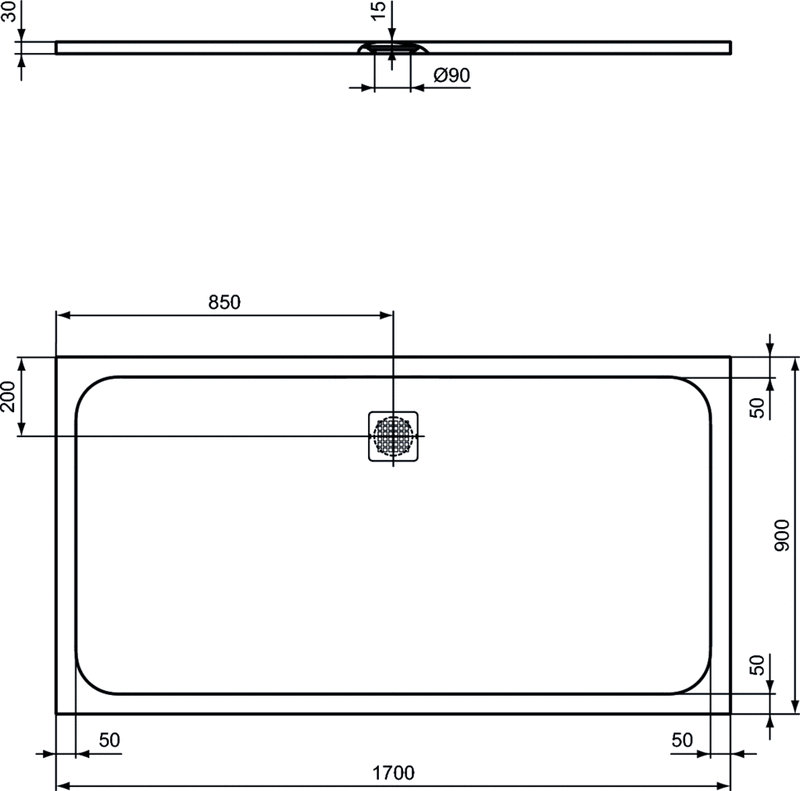 Piatto doccia rettangolare Effetto Pietra 90x170 Ideal Standard Ultra Flat S- Piletta NON inclusa by CeramicStore | Lo specialista del tuo bagno